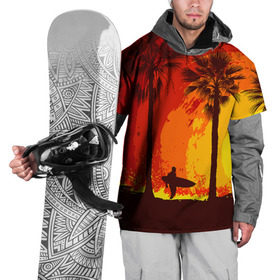 Накидка на куртку 3D с принтом Summer Surf в Петрозаводске, 100% полиэстер |  | закат | лето | пейзаж | серфинг | тропики