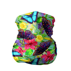 Бандана-труба 3D с принтом Summer Butterflies в Петрозаводске, 100% полиэстер, ткань с особыми свойствами — Activecool | плотность 150‒180 г/м2; хорошо тянется, но сохраняет форму | бабочки | лето | пестрый | разноцветный