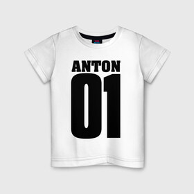 Детская футболка хлопок с принтом Антон 01 в Петрозаводске, 100% хлопок | круглый вырез горловины, полуприлегающий силуэт, длина до линии бедер | 