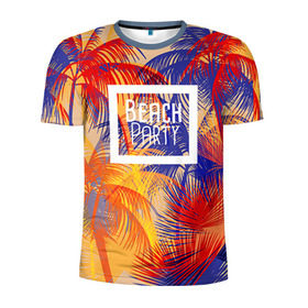 Мужская футболка 3D спортивная с принтом Beach Party в Петрозаводске, 100% полиэстер с улучшенными характеристиками | приталенный силуэт, круглая горловина, широкие плечи, сужается к линии бедра | beach | party | summer | trend | вечеринка | лето | популярное | тренд | хит
