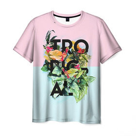 Мужская футболка 3D с принтом Tropical в Петрозаводске, 100% полиэфир | прямой крой, круглый вырез горловины, длина до линии бедер | beach | party | summer | swag | trend | вечеринка | лето | популярное | сваг | свег | тренд | хит