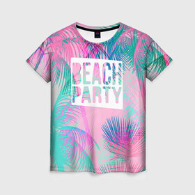 Женская футболка 3D с принтом Beach Party 2 в Петрозаводске, 100% полиэфир ( синтетическое хлопкоподобное полотно) | прямой крой, круглый вырез горловины, длина до линии бедер | beach | party | summer | swag | trend | вечеринка | лето | популярное | сваг | свег | тренд | хит