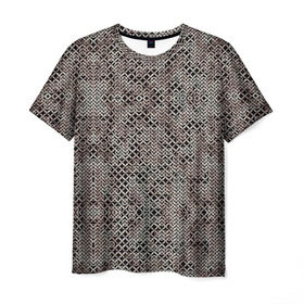 Мужская футболка 3D с принтом Кольчуга в Петрозаводске, 100% полиэфир | прямой крой, круглый вырез горловины, длина до линии бедер | броня | железо | металл | текстура