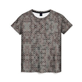 Женская футболка 3D с принтом Кольчуга в Петрозаводске, 100% полиэфир ( синтетическое хлопкоподобное полотно) | прямой крой, круглый вырез горловины, длина до линии бедер | броня | железо | металл | текстура
