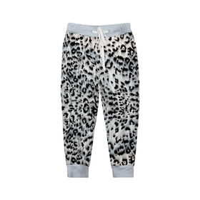 Детские брюки 3D с принтом White Jaguar в Петрозаводске, 100% полиэстер | манжеты по низу, эластичный пояс регулируется шнурком, по бокам два кармана без застежек, внутренняя часть кармана из мелкой сетки | Тематика изображения на принте: барс | леопард | ягуар