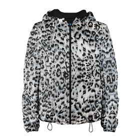 Женская куртка 3D с принтом White Jaguar в Петрозаводске, ткань верха — 100% полиэстер, подклад — флис | прямой крой, подол и капюшон оформлены резинкой с фиксаторами, два кармана без застежек по бокам, один большой потайной карман на груди. Карман на груди застегивается на липучку | барс | леопард | ягуар