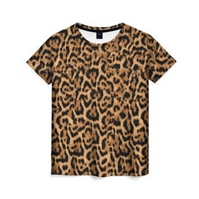 Женская футболка 3D с принтом Jaguar в Петрозаводске, 100% полиэфир ( синтетическое хлопкоподобное полотно) | прямой крой, круглый вырез горловины, длина до линии бедер | оцелот | пума | текстура | ягуар