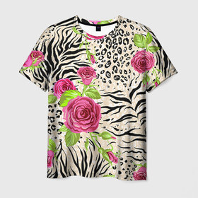 Мужская футболка 3D с принтом Зебра в Петрозаводске, 100% полиэфир | прямой крой, круглый вырез горловины, длина до линии бедер | flower | swag | trend | популярное | сваг | свег | тренд | хит | цветочки | цветы