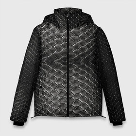 Мужская зимняя куртка 3D с принтом Черная кожа в Петрозаводске, верх — 100% полиэстер; подкладка — 100% полиэстер; утеплитель — 100% полиэстер | длина ниже бедра, свободный силуэт Оверсайз. Есть воротник-стойка, отстегивающийся капюшон и ветрозащитная планка. 

Боковые карманы с листочкой на кнопках и внутренний карман на молнии. | змея | текстура
