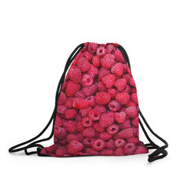 Рюкзак-мешок 3D с принтом Малинки в Петрозаводске, 100% полиэстер | плотность ткани — 200 г/м2, размер — 35 х 45 см; лямки — толстые шнурки, застежка на шнуровке, без карманов и подкладки | Тематика изображения на принте: raspberry | летняя | ягодн