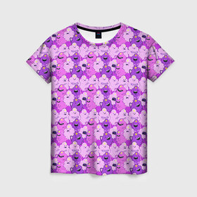Женская футболка 3D с принтом Пупырка в Петрозаводске, 100% полиэфир ( синтетическое хлопкоподобное полотно) | прямой крой, круглый вырез горловины, длина до линии бедер | время приключений | паттерн | пупырка | сиреневый