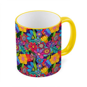 Кружка 3D с принтом Яркие цветы в Петрозаводске, керамика | ёмкость 330 мл | Тематика изображения на принте: летний | разноцветный | цветы | яркий