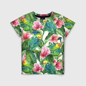 Детская футболка 3D с принтом Джунгли в Петрозаводске, 100% гипоаллергенный полиэфир | прямой крой, круглый вырез горловины, длина до линии бедер, чуть спущенное плечо, ткань немного тянется | flower | summer | swag | trend | лето | популярное | сваг | свег | тренд | хит | цветочки | цветы
