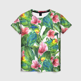 Женская футболка 3D с принтом Джунгли в Петрозаводске, 100% полиэфир ( синтетическое хлопкоподобное полотно) | прямой крой, круглый вырез горловины, длина до линии бедер | flower | summer | swag | trend | лето | популярное | сваг | свег | тренд | хит | цветочки | цветы