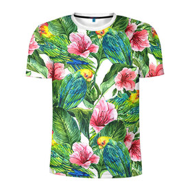Мужская футболка 3D спортивная с принтом Джунгли в Петрозаводске, 100% полиэстер с улучшенными характеристиками | приталенный силуэт, круглая горловина, широкие плечи, сужается к линии бедра | flower | summer | swag | trend | лето | популярное | сваг | свег | тренд | хит | цветочки | цветы