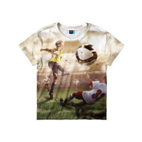 Детская футболка 3D с принтом Юные футболисты в Петрозаводске, 100% гипоаллергенный полиэфир | прямой крой, круглый вырез горловины, длина до линии бедер, чуть спущенное плечо, ткань немного тянется | футбол