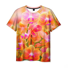 Мужская футболка 3D с принтом Орхирея в Петрозаводске, 100% полиэфир | прямой крой, круглый вырез горловины, длина до линии бедер | красивая | орхидея | природа | цветы | яркая