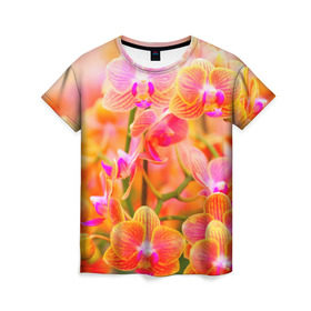 Женская футболка 3D с принтом Орхирея в Петрозаводске, 100% полиэфир ( синтетическое хлопкоподобное полотно) | прямой крой, круглый вырез горловины, длина до линии бедер | красивая | орхидея | природа | цветы | яркая
