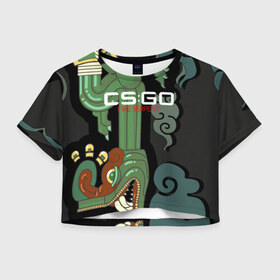 Женская футболка 3D укороченная с принтом cs:go - Fire Serpent (Огненный змей) в Петрозаводске, 100% полиэстер | круглая горловина, длина футболки до линии талии, рукава с отворотами | cs | csgo | fire | go | serpent огненный | змей | кс