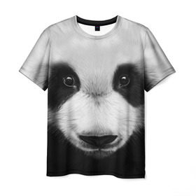Мужская футболка 3D с принтом Морда панды в Петрозаводске, 100% полиэфир | прямой крой, круглый вырез горловины, длина до линии бедер | 
