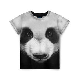 Детская футболка 3D с принтом Морда панды в Петрозаводске, 100% гипоаллергенный полиэфир | прямой крой, круглый вырез горловины, длина до линии бедер, чуть спущенное плечо, ткань немного тянется | 