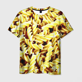 Мужская футболка 3D с принтом Макароны в Петрозаводске, 100% полиэфир | прямой крой, круглый вырез горловины, длина до линии бедер | еда | макароны | паста | хлебные