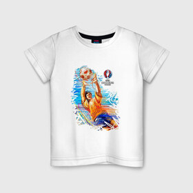 Детская футболка хлопок с принтом Вратарь. Евро 2016 в Петрозаводске, 100% хлопок | круглый вырез горловины, полуприлегающий силуэт, длина до линии бедер | euro | euro 2016 | евро | евро 2016 | футбол | че 2016 | чемпионат европы по футболу 2016