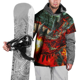 Накидка на куртку 3D с принтом Дракон в Петрозаводске, 100% полиэстер |  | Тематика изображения на принте: дракон | лава | огонь | пламя