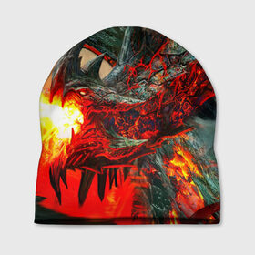 Шапка 3D с принтом Дракон в Петрозаводске, 100% полиэстер | универсальный размер, печать по всей поверхности изделия | дракон | лава | огонь | пламя