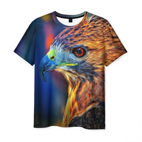 Мужская футболка 3D с принтом Сокол в Петрозаводске, 100% полиэфир | прямой крой, круглый вырез горловины, длина до линии бедер | клылья | клюв | орел | птица | сокол