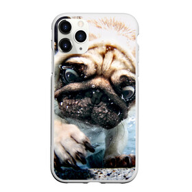 Чехол для iPhone 11 Pro матовый с принтом Мопс в Петрозаводске, Силикон |  | Тематика изображения на принте: animal | breed | bubbles | diving | dog | eyes bulging | pug | water | вода | выпученные | глаза | животное | мопс | ныряет | порода | пузыри | собака