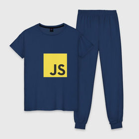 Женская пижама хлопок с принтом JS return true (black) в Петрозаводске, 100% хлопок | брюки и футболка прямого кроя, без карманов, на брюках мягкая резинка на поясе и по низу штанин | javascript | js | программист