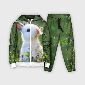 Детский костюм 3D с принтом Кролик в Петрозаводске,  |  | animal | baby | cute | flowers | fluffy | hare | lawn | little | meadow | rabbit | животное | заяц | кролик | луг | лужайка | маленький | малыш | милый | пушистый | цветы