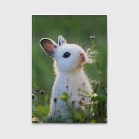 Обложка для автодокументов с принтом Кролик в Петрозаводске, натуральная кожа |  размер 19,9*13 см; внутри 4 больших “конверта” для документов и один маленький отдел — туда идеально встанут права | animal | baby | cute | flowers | fluffy | hare | lawn | little | meadow | rabbit | животное | заяц | кролик | луг | лужайка | маленький | малыш | милый | пушистый | цветы
