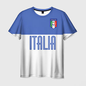 Мужская футболка 3D с принтом Сборная Италии по футболу в Петрозаводске, 100% полиэфир | прямой крой, круглый вырез горловины, длина до линии бедер | европы | италия