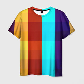 Мужская футболка 3D с принтом Цветные кубики в Петрозаводске, 100% полиэфир | прямой крой, круглый вырез горловины, длина до линии бедер | квадраты | плитка | разноцветные