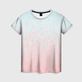 Женская футболка 3D с принтом Pink Blue Gradient в Петрозаводске, 100% полиэфир ( синтетическое хлопкоподобное полотно) | прямой крой, круглый вырез горловины, длина до линии бедер | blu | gradient | pink | голубое | градиент | розовое