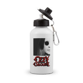 Бутылка спортивная с принтом Ozzy Osbourne: King of Metal в Петрозаводске, металл | емкость — 500 мл, в комплекте две пластиковые крышки и карабин для крепления | король металла | оззи осборн