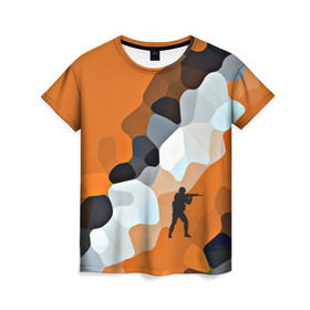 Женская футболка 3D с принтом CS GO Asiimov camouflage в Петрозаводске, 100% полиэфир ( синтетическое хлопкоподобное полотно) | прямой крой, круглый вырез горловины, длина до линии бедер | counter strike | камуфляж
