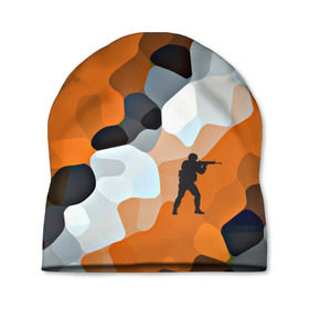 Шапка 3D с принтом CS GO Asiimov camouflage в Петрозаводске, 100% полиэстер | универсальный размер, печать по всей поверхности изделия | counter strike | камуфляж