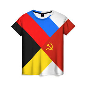 Женская футболка 3D с принтом Вечная Россия в Петрозаводске, 100% полиэфир ( синтетическое хлопкоподобное полотно) | прямой крой, круглый вырез горловины, длина до линии бедер | патриот | россия | русь | триколор | флаг | я русский