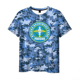 Мужская футболка 3D с принтом ВВС России в Петрозаводске, 100% полиэфир | прямой крой, круглый вырез горловины, длина до линии бедер | авиация | армейская атрибутика | армия | ввс | всё выше | день ввс | и выше | камуфляж | небо | россия | самолёты