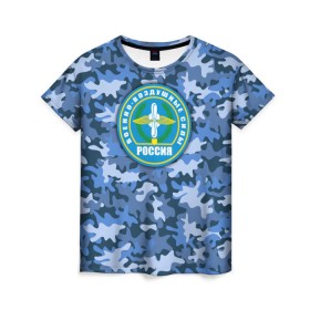 Женская футболка 3D с принтом ВВС России в Петрозаводске, 100% полиэфир ( синтетическое хлопкоподобное полотно) | прямой крой, круглый вырез горловины, длина до линии бедер | авиация | армейская атрибутика | армия | ввс | всё выше | день ввс | и выше | камуфляж | небо | россия | самолёты