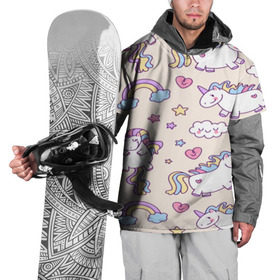 Накидка на куртку 3D с принтом Радужные Единорожки в Петрозаводске, 100% полиэстер |  | Тематика изображения на принте: unicorn | белый | единорог | лошадь | облако | радуга | розовый | сердце | улыбка | фиолетовый | цвет
