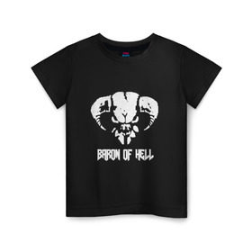 Детская футболка хлопок с принтом Doom 4 Head Baron Of Hell в Петрозаводске, 100% хлопок | круглый вырез горловины, полуприлегающий силуэт, длина до линии бедер | Тематика изображения на принте: demon | hell | дум