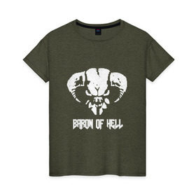 Женская футболка хлопок с принтом Doom 4 Head Baron Of Hell в Петрозаводске, 100% хлопок | прямой крой, круглый вырез горловины, длина до линии бедер, слегка спущенное плечо | demon | hell | дум
