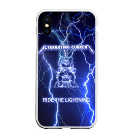 Чехол для iPhone XS Max матовый с принтом Metallica - Ride the Lightning в Петрозаводске, Силикон | Область печати: задняя сторона чехла, без боковых панелей | Тематика изображения на принте: album | metal | metallica | ride the lightning | rock | альбом | метал | металлика | молния | рок