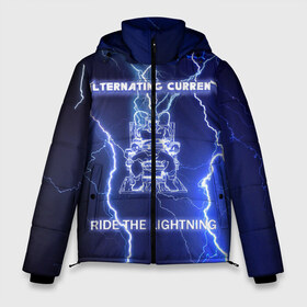 Мужская зимняя куртка 3D с принтом Metallica - Ride the Lightning в Петрозаводске, верх — 100% полиэстер; подкладка — 100% полиэстер; утеплитель — 100% полиэстер | длина ниже бедра, свободный силуэт Оверсайз. Есть воротник-стойка, отстегивающийся капюшон и ветрозащитная планка. 

Боковые карманы с листочкой на кнопках и внутренний карман на молнии. | Тематика изображения на принте: album | metal | metallica | ride the lightning | rock | альбом | метал | металлика | молния | рок
