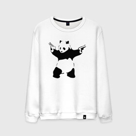 Мужской свитшот хлопок с принтом Panda & Guns в Петрозаводске, 100% хлопок |  | panda | крутой | оружие | панда | пистолет | револьвер | рисунок