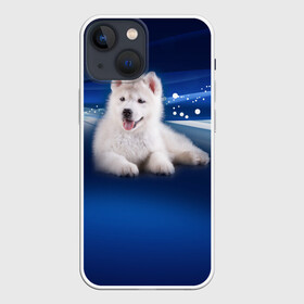 Чехол для iPhone 13 mini с принтом Щенок хаски в Петрозаводске,  |  | кутёнок | прикольные картинки | собака | хаска | щенок